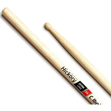 Imagem de Baqueta C. Ibañez Hickory Padrão 5A Extra Long Clássica Madeira Made in USA Top com Ponta de Madeira