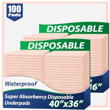 Imagem de MKISS Protetores De Cama Extragrandes 40" X 36" (100 Unidades), Descartáveis Superabsorventes Para Incontinência Alta Resistência, Mancais Grossos Adultos, Crianças, Bebês, Idosos E Animais Estimaçã