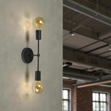 Imagem de Plafon Arandela Sputnik Tubic Sala Banheiro Quarto Metal Vintage Estrutura Aluminio (PRETO)