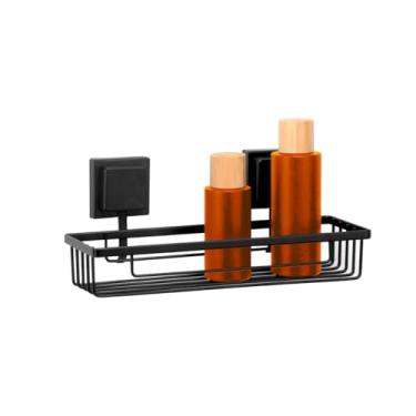 Imagem de Arthi - Porta Shampoo Retangular Prateleira Preto Fixação Adesiva 3M