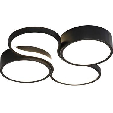 Imagem de Lustre Led Luminária de Teto Preta Luminária de Teto Simples Luminária de Sala de Estar Arte Metal Acrílico Retangular Lustre Restaurante Estudo Varanda Luz de Teto Regulável com Controle Re