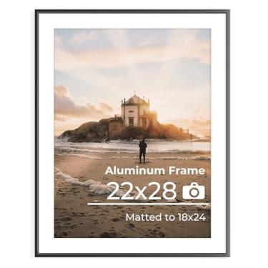 Imagem de Acovy Conjunto de 1 porta-retrato de 56 x 71 cm, preto, 55 x 71 cm com tapete removível para foto de 45 x 61 cm, moldura de alumínio com acrílico de alta definição, gancho dente de serra para fácil