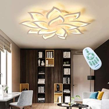 Imagem de Luminária de teto LED moderna em acrílico com flores, luminária de teto regulável com controle remoto, iluminação de teto para quarto de crianças, meninos e meninas, sala de jantar, sala de