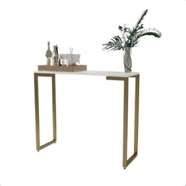 Imagem de Mesa Buffet Balcão Aparador Industrial Pé Dourado 90X30X76(Branco)