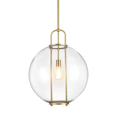 Imagem de Pendente Tridente Globo Vidro Dourado 25cm 1E27 DS8242 Delis