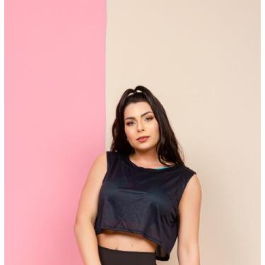 Imagem de Cropped s/ manga ref:1016 - BK MODA FITNESS, Preto, M