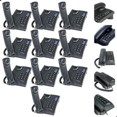 Imagem de Kit 10 Telefones Fixos com Fio Perfeito para Pousadas, Hotéis, Motéis 