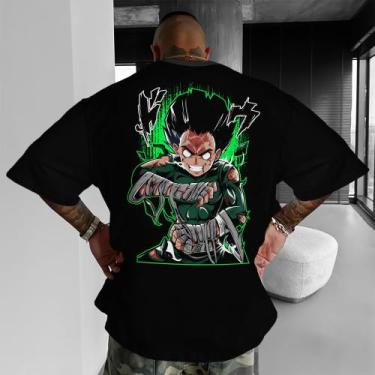 Imagem de Camiseta Oversized Academia Treino Rock Lee Portões Algodão - Fábrica,