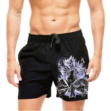 Imagem de Short Praia Shorts Banho Dragon Ball Goku 768 - smoke, Preto, GG 44/46