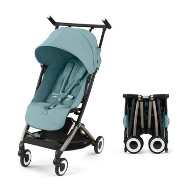 Imagem de Carrinho de Bebê Ultracompacto com Suspensão Suave e Reclinação Ajustável com Uma Mão, Cybex Libelle, Azul Tempestuoso