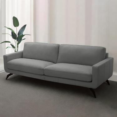 Imagem de Sofá Decorativo Thalia 4 Lugares Sala de estar 270cm Pés em Aço Couro Grafite G88 - Gran Belo