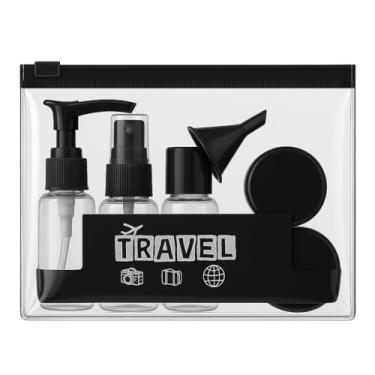 Imagem de Kit para viagem com Frascos e potes, ORGANIZADOR de malas e bagagem, tubos Recarregáveis, com necessaire shampoo, condionador, creme, perfum, cosmeticos, Kit PREMIUM (Preto)