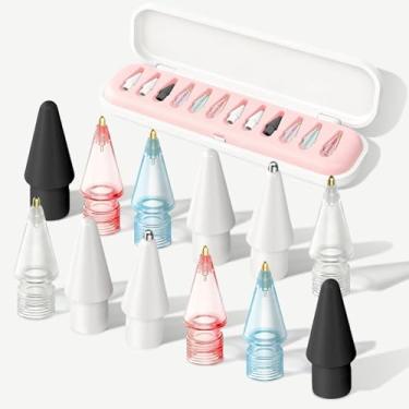Imagem de Pacote com 12 pontas de substituição para Apple Pencil, pontas de agulha para IpadPencil com capa, ponta de lápis sem desgaste para Apple Pencil 2ª geração/1ª geração/USB C/Pencil Pro, conjuntos de