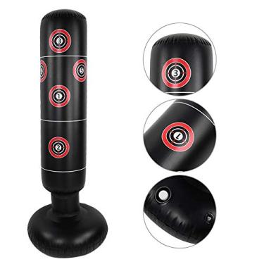 Imagem de Akozon Coluna de Boxe de Fitness Inflável Akozon para Adultos e Crianças - Saco de Areia Flexível de 61 Polegadas para Alívio do Estresse e Aprimoramento de Coordenação (155cm)