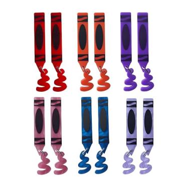 Imagem de Dreuyet 6 pares de brincos de giz de cera para professores, presentes de agradecimento de professores, brincos femininos engraçados de acrílico com régua, pingente, de volta às aulas, conjunto de