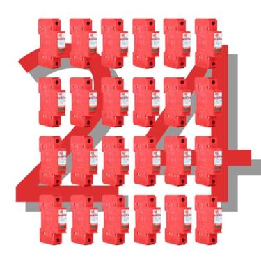 Imagem de Kit 24 Unidades Protetor Contra Surtos DPS Slim, 275V, 45kA, Vermelho, Tipo 2