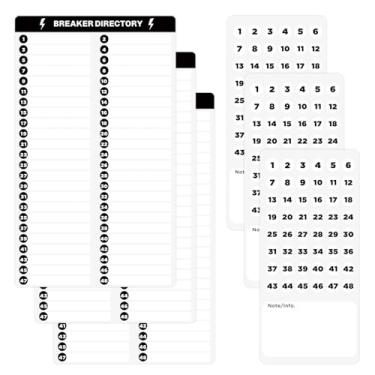 Imagem de Etiqueta de diretório do disjuntor, adesivos adesivos adesivos de painel de fusíveis elétricos Joyfulmap não rasgáveis, sequência de 48 entradas para identificação de caixa elétrica doméstica