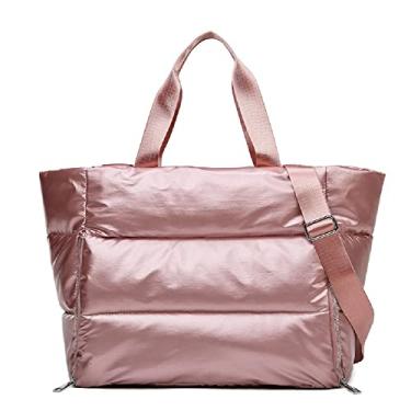 Imagem de Sacola Puffer, bolsas femininas grandes de designer, bolsa de ombro macia de inverno bolsa de ombro feminina bolsa de ioga fitness bolsa de viagem (rosa), rosa, Large
