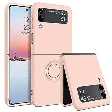 Imagem de Para samsung z flip 5 caso anel titular silicone líquido casos de telefone para samsung z flip 3 zflip 4 zflip5 capa macia, rosa, para samsug z flip 4