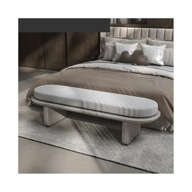 Imagem de Banco de entrada italiano minimalista banco de cabeceira quarto cama macia sofá sapato banco de vestiário sofá longo (cinza claro)