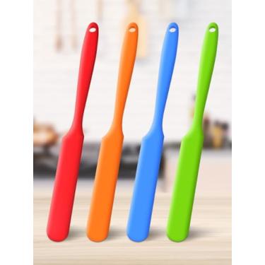 Imagem de Pacote com 4 espátulas de silicone – resistente ao calor, cabo longo para assar, cobertura de bolo, manteiga e geleia – livre de BPA, lavável na lava-louças
