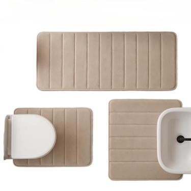 Imagem de Kit Tapete Banheiro, Tapete Banheiro Absorvente Premium Macio Secagem RáPida Decoração,tapete banheiro,tapete para banheiro Economicamente Vantajoso(Bege)