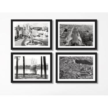 Imagem de Kit 4 Quadro Campinas Decoração Guarani Ponte Preta Retrô