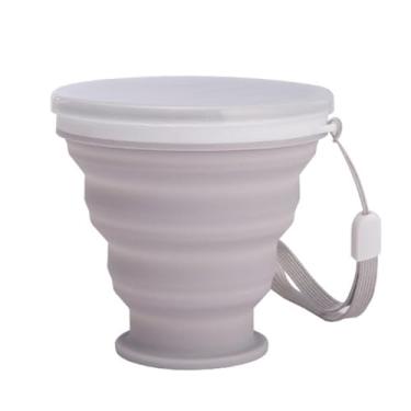 Imagem de Copo de viagem dobrável de silicone - Copo de acampamento dobrável de silicone com tampas - Conjunto de copos expansíveis - portátil, graduado [287 g]