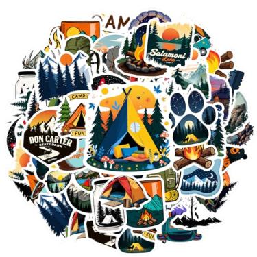 Imagem de 50 peças adesivos de acampamento caminhadas natureza aventura ao ar livre aventura ao ar livre adesivos à prova d'água grafite selvagem papelaria adesivos para notebook, bagagem, celular, copo faça