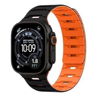 Imagem de Pulseira de silicone magnética para Apple Watch 49 mm, 46 mm, 45 mm, 44 mm, 42 mm, 41 mm, 40 mm, 38 mm, feminino e masculino, pulseira de borracha à prova d'água para iWatch Ultra 3 /SE 3/Series 11 10