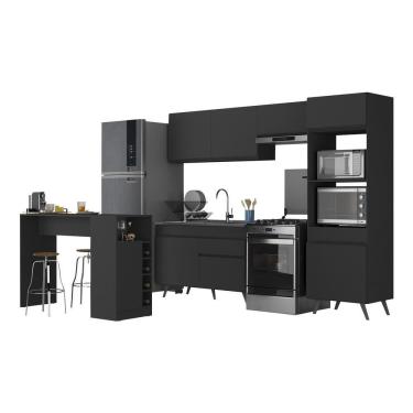 Imagem de Armário De Cozinha Com Bancada-mesa Gourmet Veneza Multimóveis Mp2174 Preto Preto