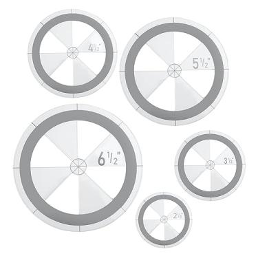 Imagem de Conjunto de 5 peças de modelo de régua de círculo, modelos de círculo para acolchoar, desenho, acrílico, redondo, cortador, régua, para tecidos de costura faça-você-mesmo, design de artesanato