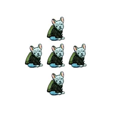 Imagem de Ploen Conjunto de 5 peças Mini Bulldog Francês Filhote de Cachorro Logotipo de Desenho Animado Bonito 10 Adesivos Costurados Ferro em Aplique Bordado Emblema Sinal Remendo Roupas DIY Fantasia
