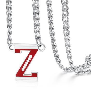 Imagem de NUKAYAI Colar de futebol masculino, pingente de letra A a Z, corrente de futebol de aço inoxidável, 50,8 cm, presentes personalizados para fãs de jogadores e amantes de times, 20", Aço inoxidável, Sem