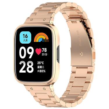 Imagem de Pulseira de relógio compatível com Redmi Watch 3 Active/Watch 3 Lite, pulseira de relógio inteligente de metal de aço inoxidável com capa, pulseiras ajustáveis para Redmi Watch 3 Active para mulheres e homens
