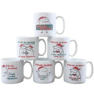 Imagem de Jogo de 6 Canecas de Porcelana 300ml Flork Feliz Natal - Antilope Deco
