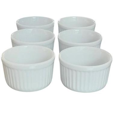 Imagem de Jogo 6 Ramequim 150ml Forma Canelada - Porcelana Branca para Bolinhos 