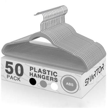 Imagem de Cabides de roupa Smartor, pacote com 50, plástico pesado, cinza
