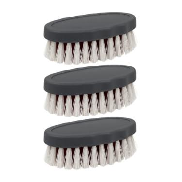 Imagem de 3 Escovas Oval Multiuso Limpeza Pesada com Cerdas Firmes Base Plástica Reforçada Ideal para Roupas Tênis Azulejos Rejunte Tapetes Pisos Cozinha Banheiro Casa Limpeza Profunda Durável e Ergonômica