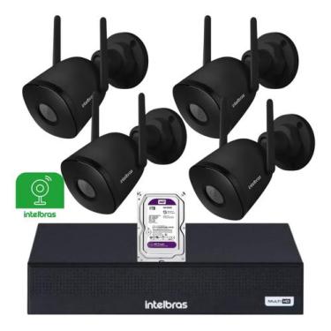 Imagem de Kit Câmeras Intelbras Wifi 04 Externas Im5 Sc Black C Hd 1tb