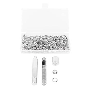 Imagem de Kit de ferramentas de ilhó Ilhós de costura 100 peças Acessórios de perfuração de cuproníquel com ferramentas de instalação Diâmetro interno de 1/2 pol. para tendas, sapatos,