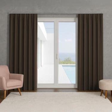 Imagem de Kit 2 Cortina Blackout Basic, 300x270cm, Corta Luz, para Trilho Suíço até 2m (Tabaco)