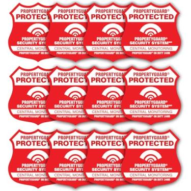Imagem de Propertyguard® Adesivos de aviso externo para sistema de alarme – Pacote com 12 decalques de nível profissional para segurança comercial e residencial