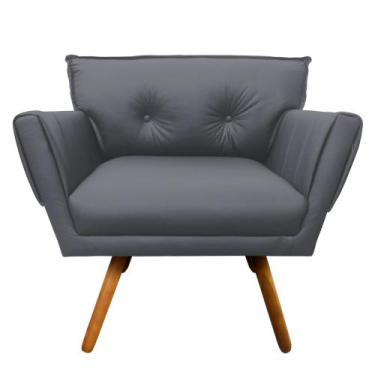 Imagem de Poltrona Anitta material sintético Grafite Pés Palito Castanho D03 - D