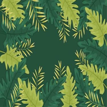 Imagem de Quadro Decorativo de Folhas Tropicais com Estampa Wallpaper para Ambientes Modernos 30x30cm