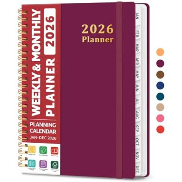 Imagem de Agenda 2026, agenda semanal e mensal, janeiro de 2026 a dezembro de 2026, capa dura, agenda agenda 2026, com abas para mulheres e homens, bolso interno, encadernação espiral, perfeito para escritório