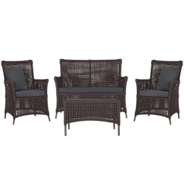 Imagem de Jogo Sofá 2 Poltronas E Mesa Igapó Marrom E11 Trama Original Marrom