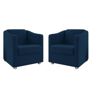 Imagem de Kit 2 Poltronas Tilla Suede Azul Marinho Dal Poz Estofados