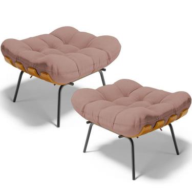 Imagem de Kit 02 Puffs Decorativos Costela L02 Linho Rosê - Lyam Decor