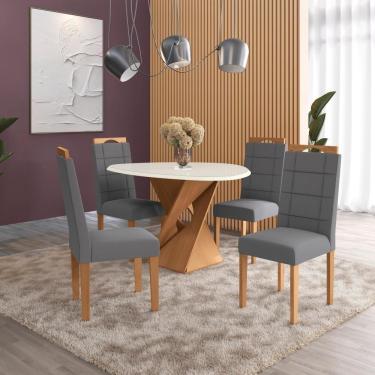 Imagem de Conjunto Sala De Jantar Luna Kappesberg 4 Cadeiras Veludo Titanio